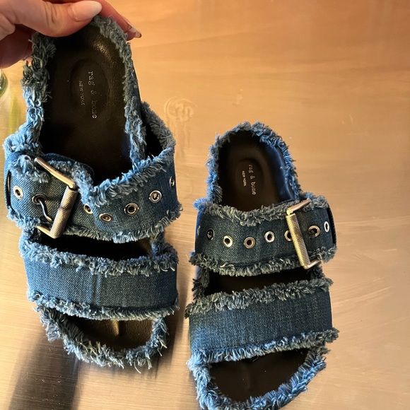 Rag & Bone Sandals Evin Denim Platform Slide - Picture 6 of 10